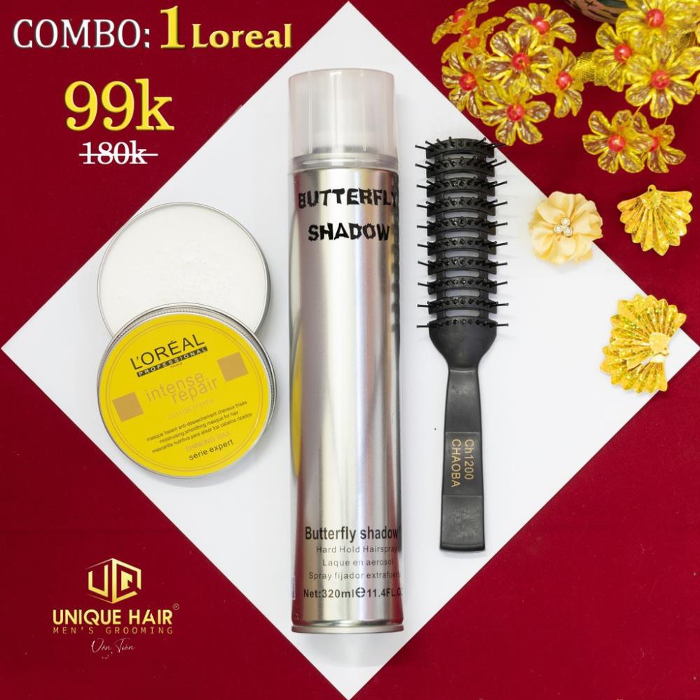 [ Chính Hãng Store ] Combo Sáp Vuốt Tóc Loreal + Gôm Butterfly + Tặng lược Chaobao ( hoặc kính thời trang )