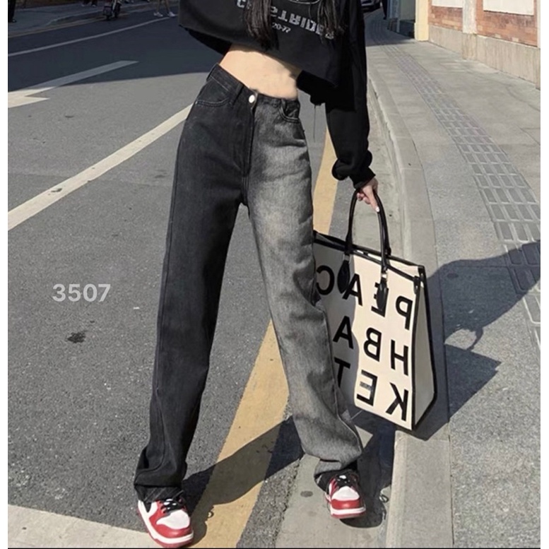 Quần jean ống suông phối màu thiết kế lạ mắt ulzzang sành điệu cá tính Lê Huy Fashion MS 3507