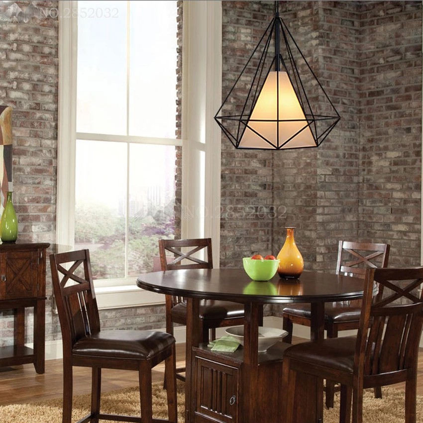 Đèn thả đơn kim cương khung sắt sơn tĩnh điện fi 380. Tặng Bóng Led Thủy Tinh