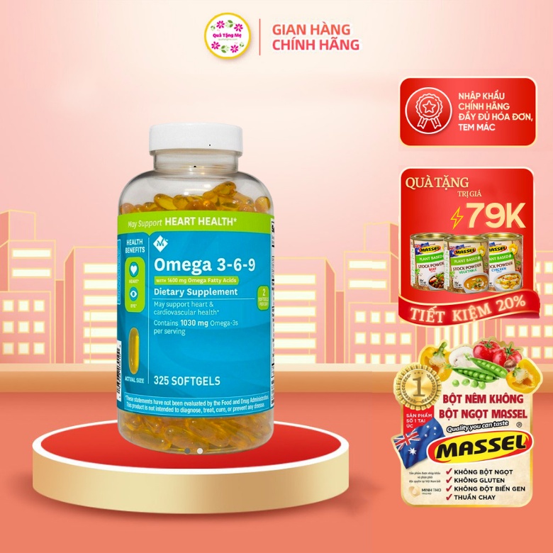 Viên uống hỗ trợ tim mạch bổ mắt members mark omega 3-6-9 325 viên Kirkland Signature