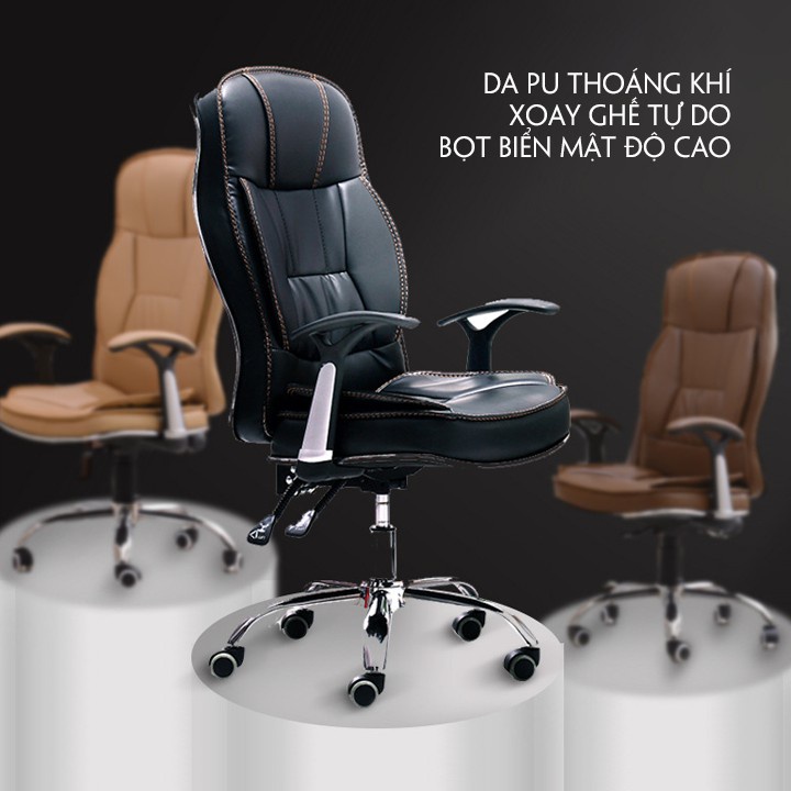 Ghế văn phòng xoay da VX15 ghế làm việc ngả sâu, da PU mềm mại, không đơ cứng, bong tróc - Nội Thất Vạn Xuân