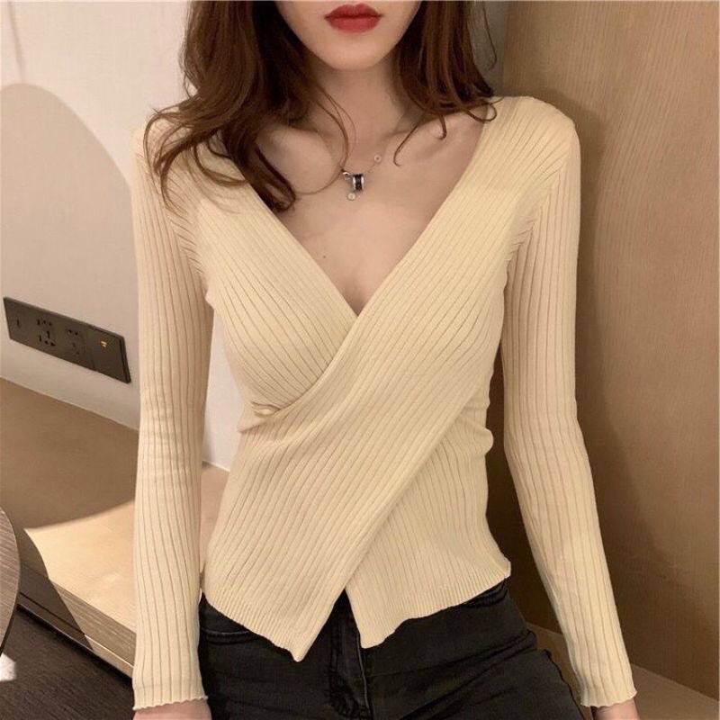 XẢ ÁO LEN KIỂU LẺ MÀU, Áo len nữ dài tay trễ vai dệt kim nhiều phong cách hàn quốc thu đông G-4.2 | BigBuy360 - bigbuy360.vn