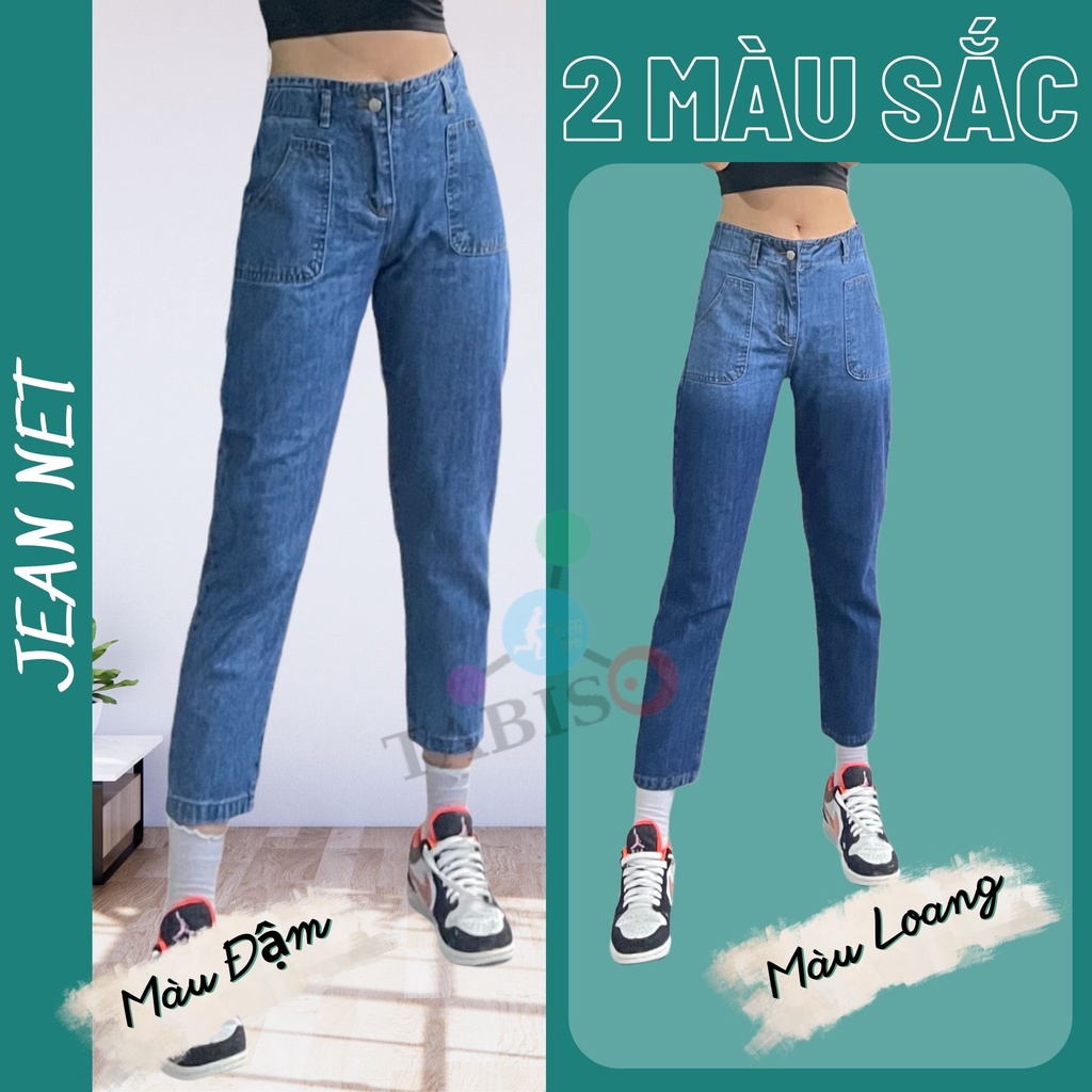 Quần JEAN nữ baggy Xanh dáng đẹp, Quần bò nữ cao cấp xuất khẩu JEANNET