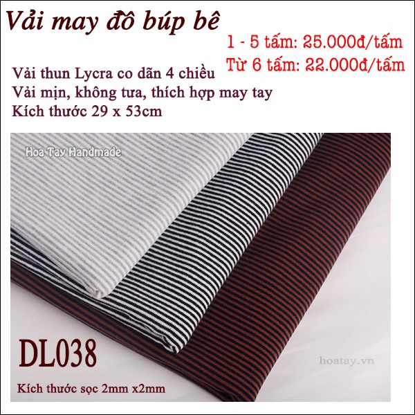 Vải Lycra co dãn 4 chiều may đồ búp bê - Vải sọc trắng DL038