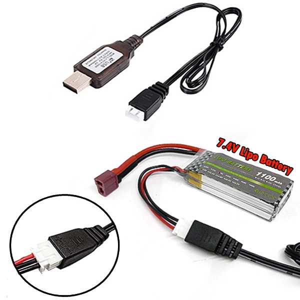 Sạc Pin 7.4V 1000mA LiPo 2S chân cắm XH-3P - cắm nguồn USB 5V dùng xe, máy bay điều khiển từ xa