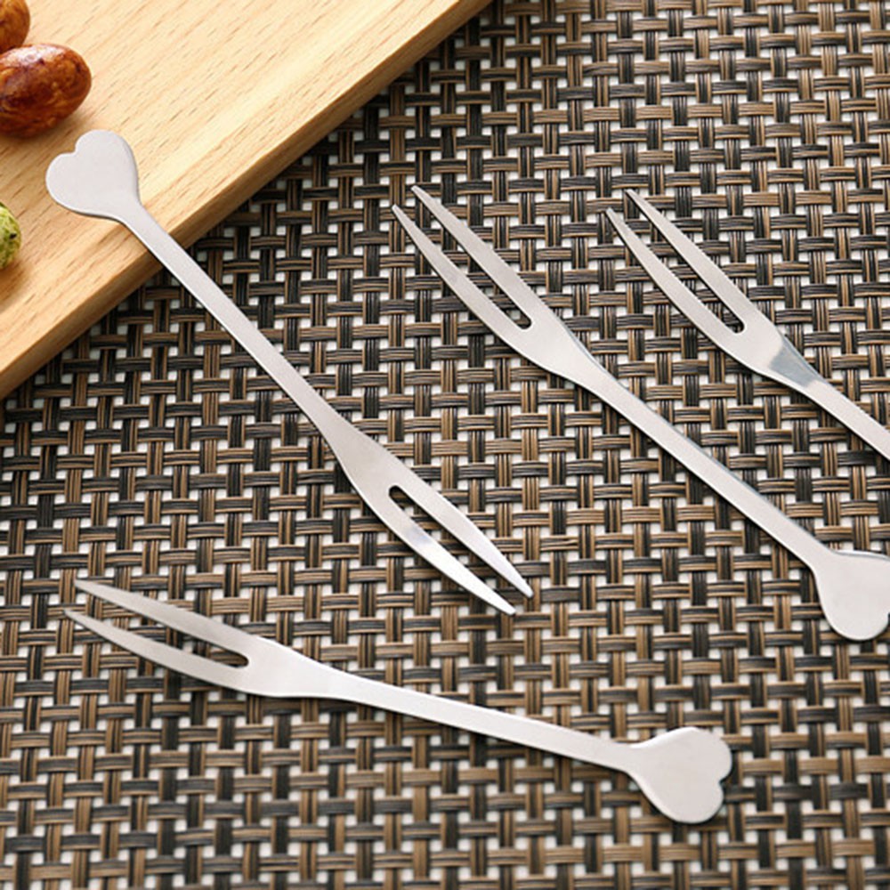 Nĩa Ăn Trái Cây Món Tráng Miệng Mini Chất Liệu Thép Không Gỉ Thiết Kế Sáng Tạo Cho Hộ Gia Đình
