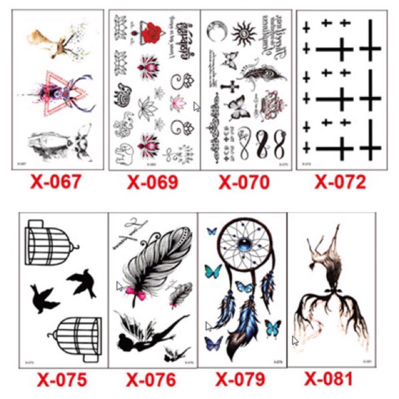 COMBO 3 tấm mini tatto Bộ Nhiều Mẫu anime Hình Xăm Dán, Hình Xăm mini Tattoo Cao Cấp hình xăm 3d