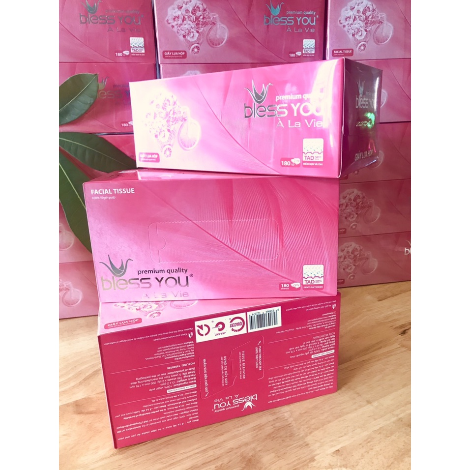 Khăn giấy hộp Bless You 180 tờ hàng dai, không bụi, an toàn khi dùng, sang trọng khi đặt trong văn phòng, phòng khách