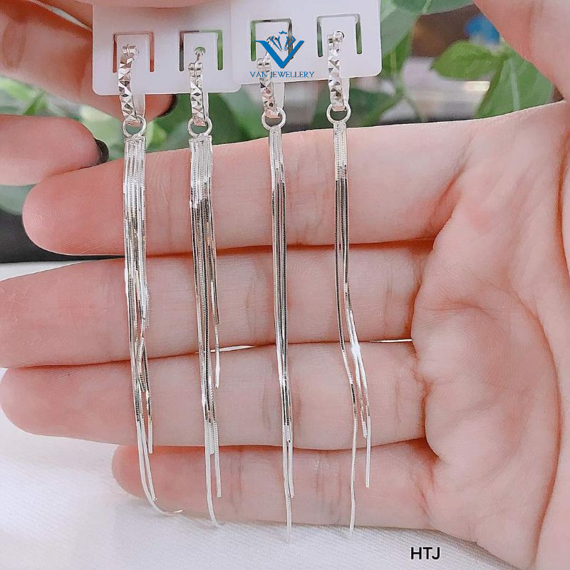 Bông tai bạc 925 tua dua 3sợi, 5sợi