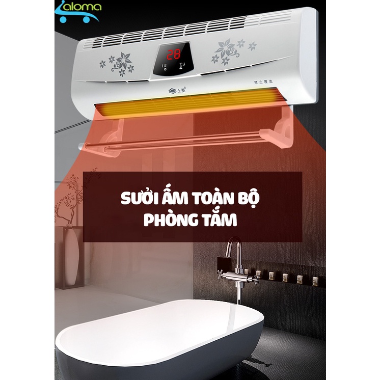 Máy sưởi gốm cao cấp YANGZI-4502 hiển thị nhiệt độ kèm điều khiển từ xa để bàn hoặc treo tường
