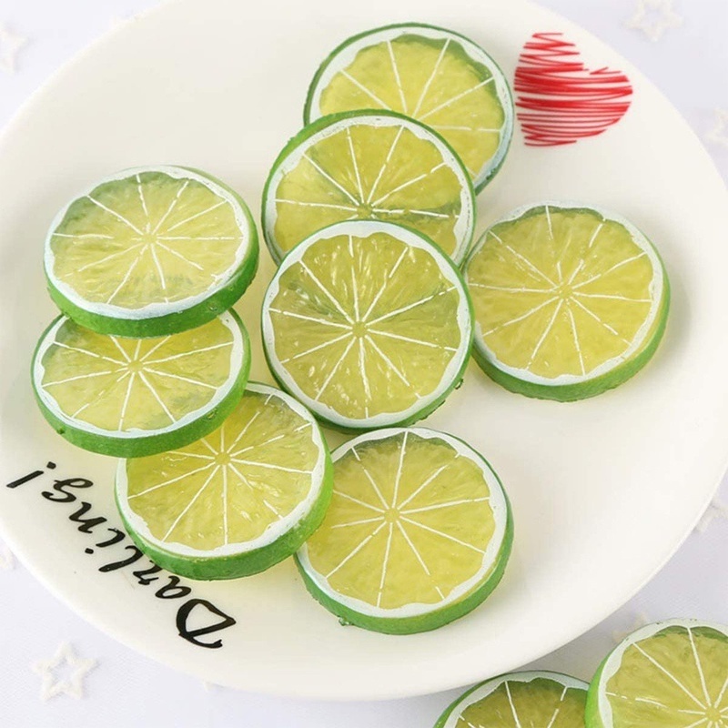 Mô hình lát chanh giả bằng nhựa cỡ nhỏ 5cm có 3 màu để trang trí tiệc cưới / nhà bếp