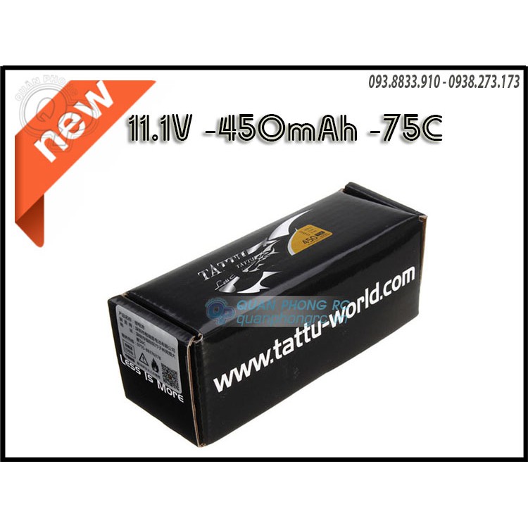 Pin Tattu 450mAh 3S 75C 11.1V LiPo Battery XT30 Plug