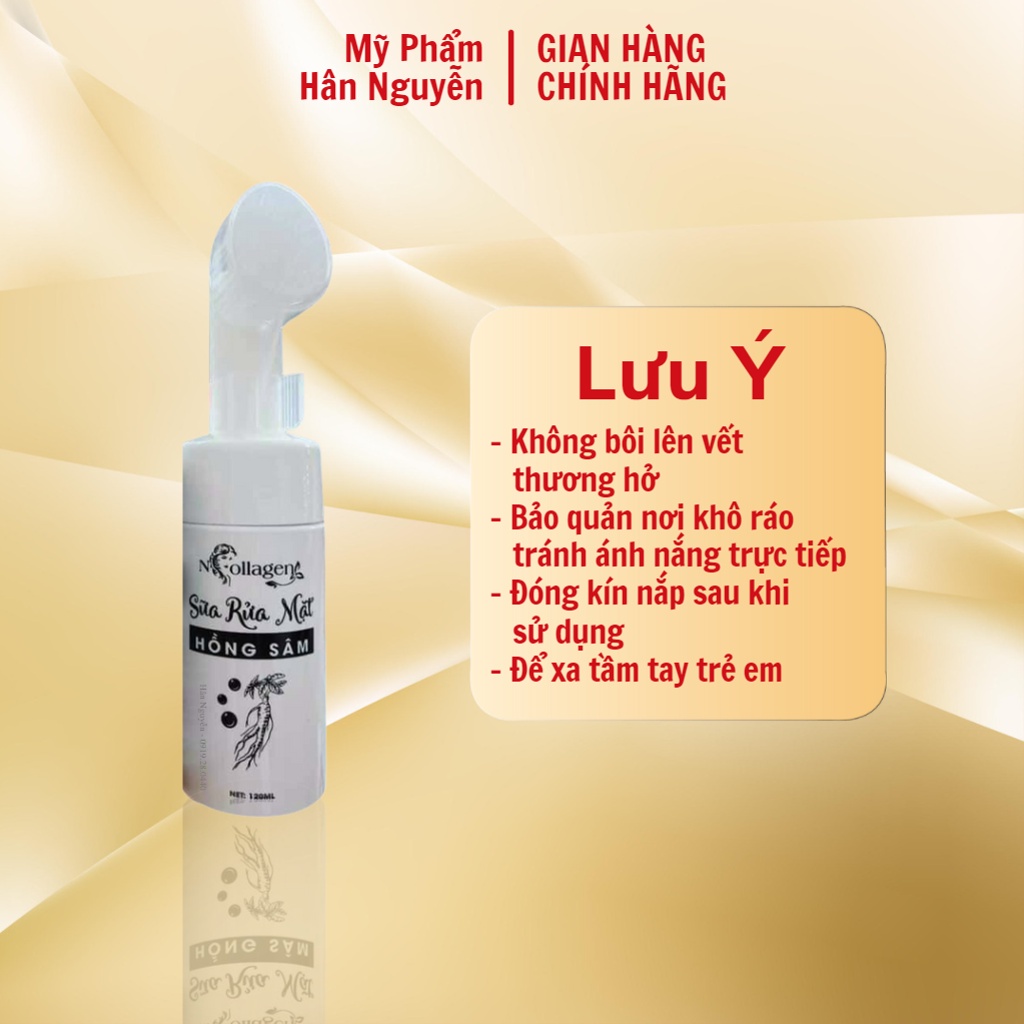 Sữa rửa mặt hồng sâm giúp làm sạch sâu và giữ ẩm da Ncollagen Hân Nguyễn 120ml 8938518571991