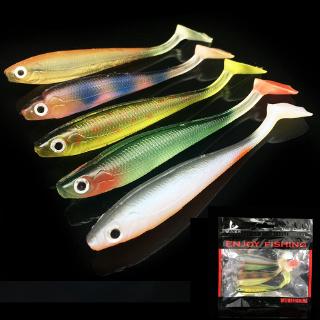 5pcs/lot Colorful Soft Bait Back Groove Rainbow Soft Fish