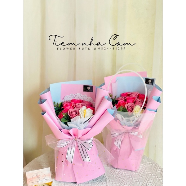 Bó hoa sáp 9 bông by Tiệm nhà Cam quà tặng sinh nhật, 20/10 20/11 tặng kèm túi