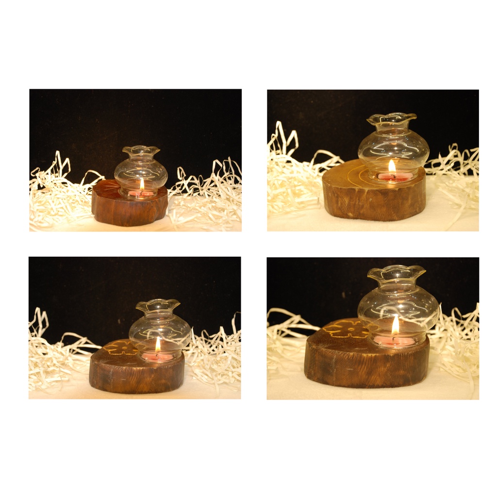 Bộ đế nến Tealight + chụp thủy tinh