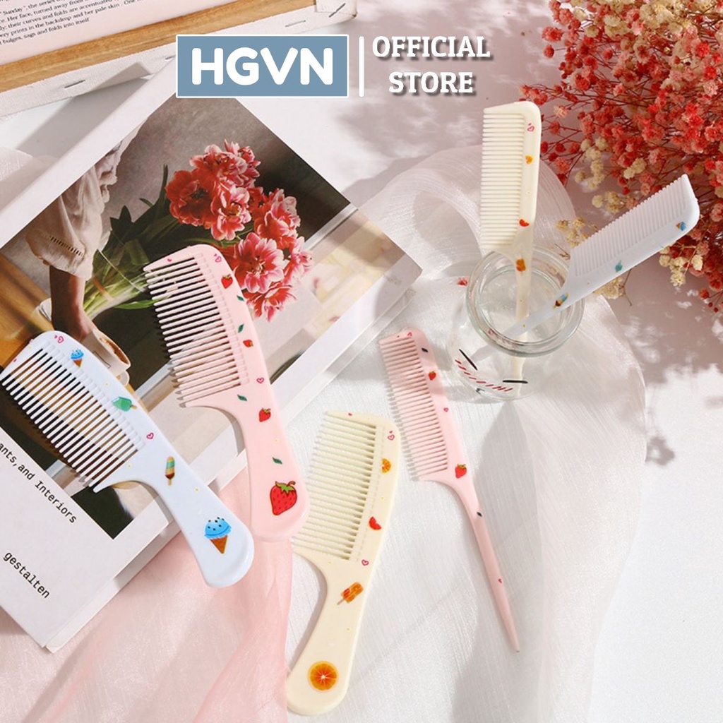 Bộ 2 Lược Chải Tóc Nhựa HGVN Chống Tĩnh Điện Hoạ Tiết Hoạt Hình Đáng Yêu