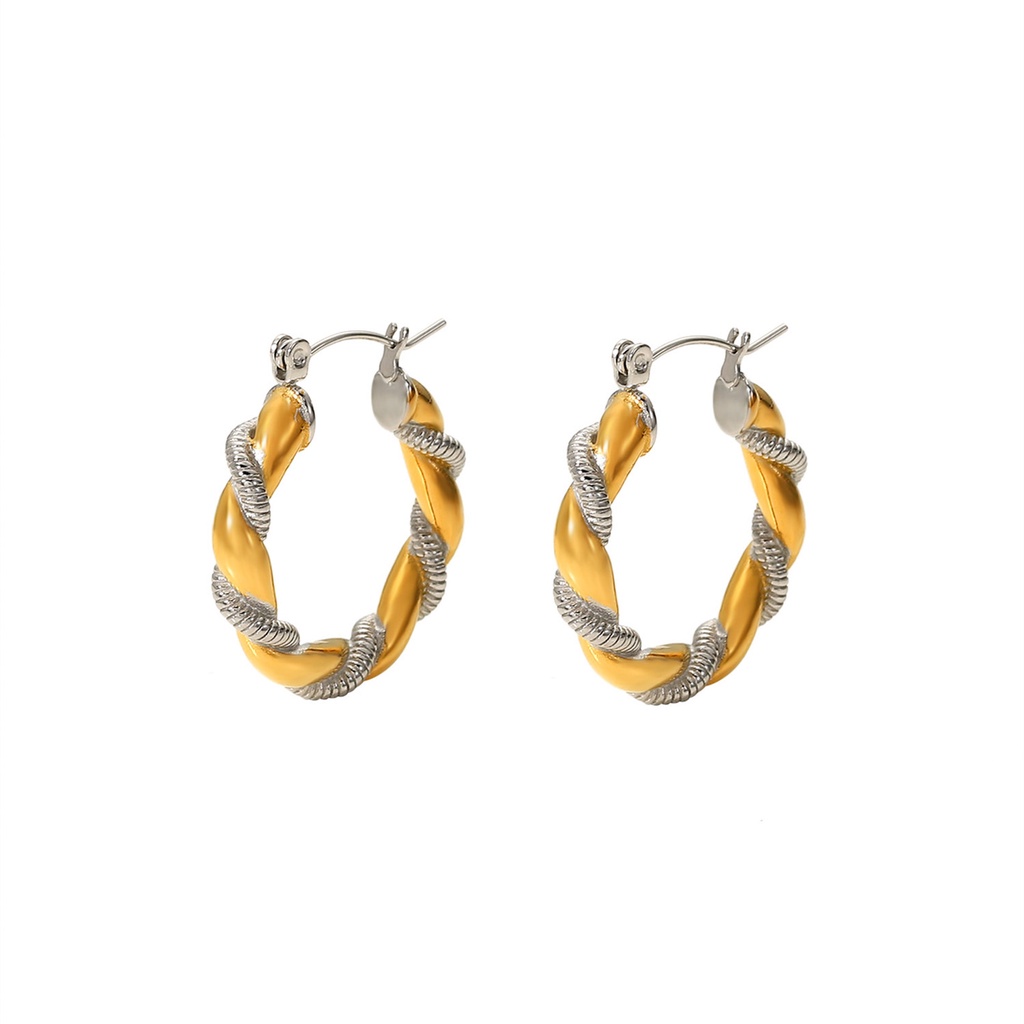 Vnox Đôi Bông Tai Hình Chữ U Màu Bạc Và Vàng Đồng Không Gây Dị Ứng Trang Sức Hàng Ngày Cho Nữ