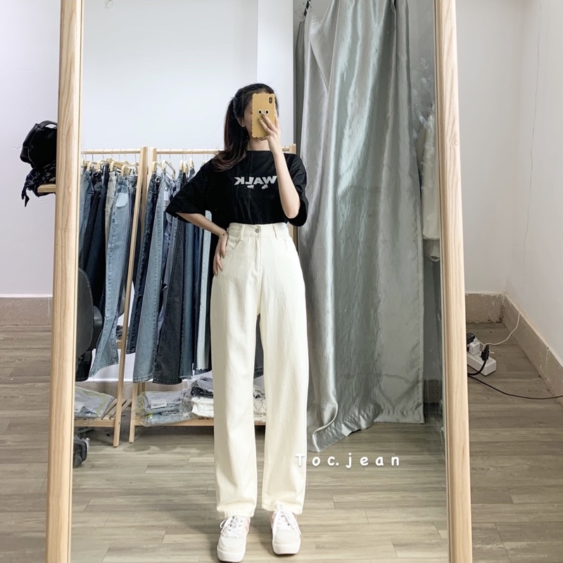 QUẦN JEAN, QUẦN ỐNG RỘNG MÀU BE, ẢNH THẬT TỰ CHỤP5193
