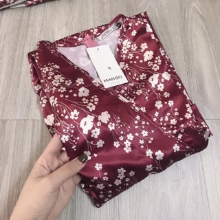 Váy lụa hoa nhí đỏ c