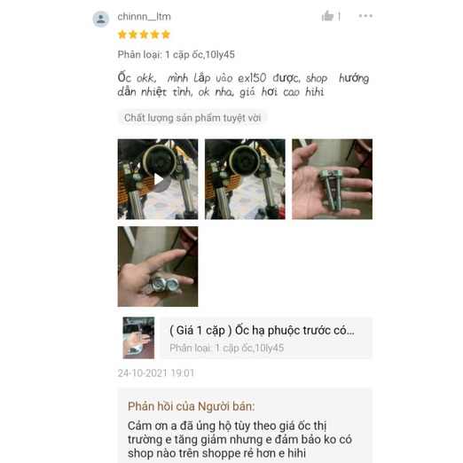 Ốc hạ phuộc trước có gờ 10ly45 lắp cho Winner, Winner X, Exciter 150, 155