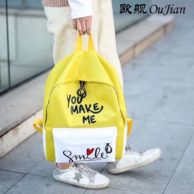 [TRỢ GIÁ] BaLo YOU MAKE ME thời trang chữ SMILE kiểu mới cho nam và nữ KITI SHOP siêu đẹp