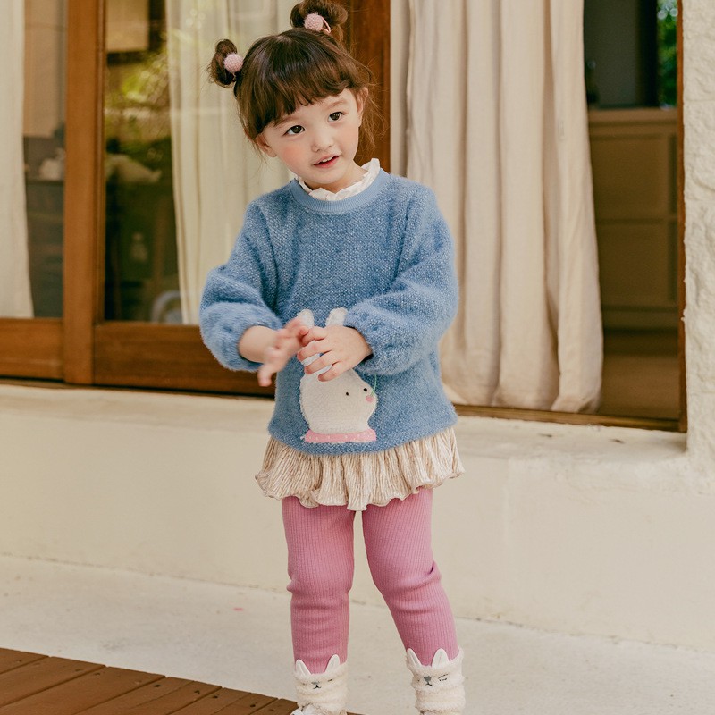Áo bé gái Hàn Quốc Bebezoo dài tay _ Blue rabbit