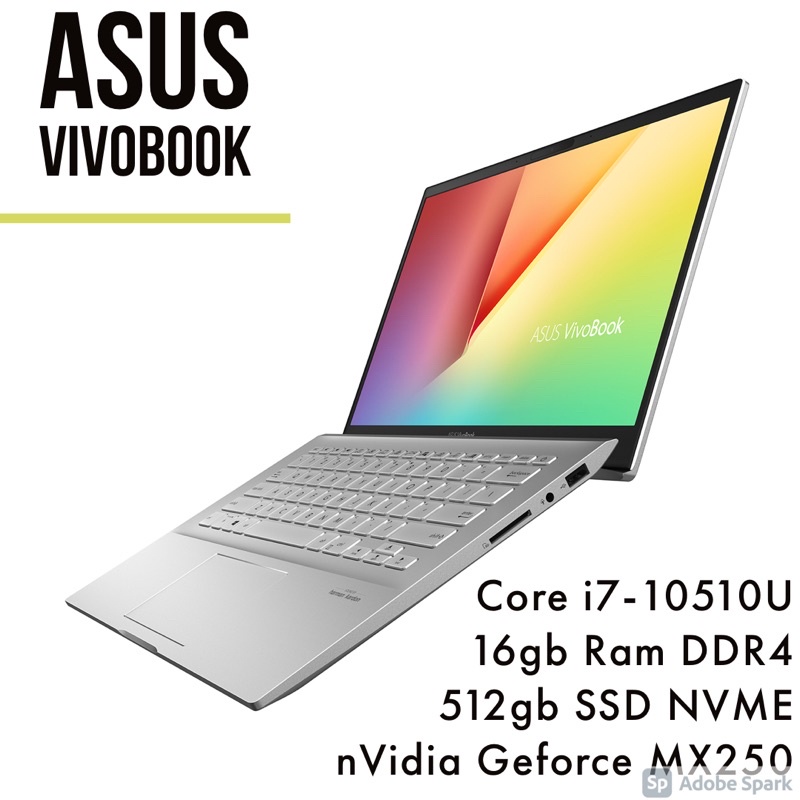 Laptop Asus Vivobook S431 Core i7-10510U, 16gb ram, 512gb SSD,vga Nvidia MX250, 14” FHD sRGB, vỏ nhôm siêu bền