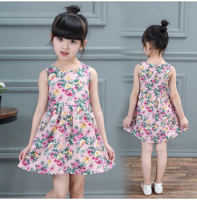 Đầm Hoa Bé Gái Vải Xô Thái Loại I Hàng Nhập Quảng Châu - Lucky Girl shop