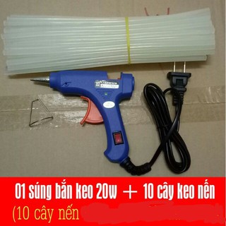 10 keo nến nhỏ dài 27cm + súng bắn keo 20w