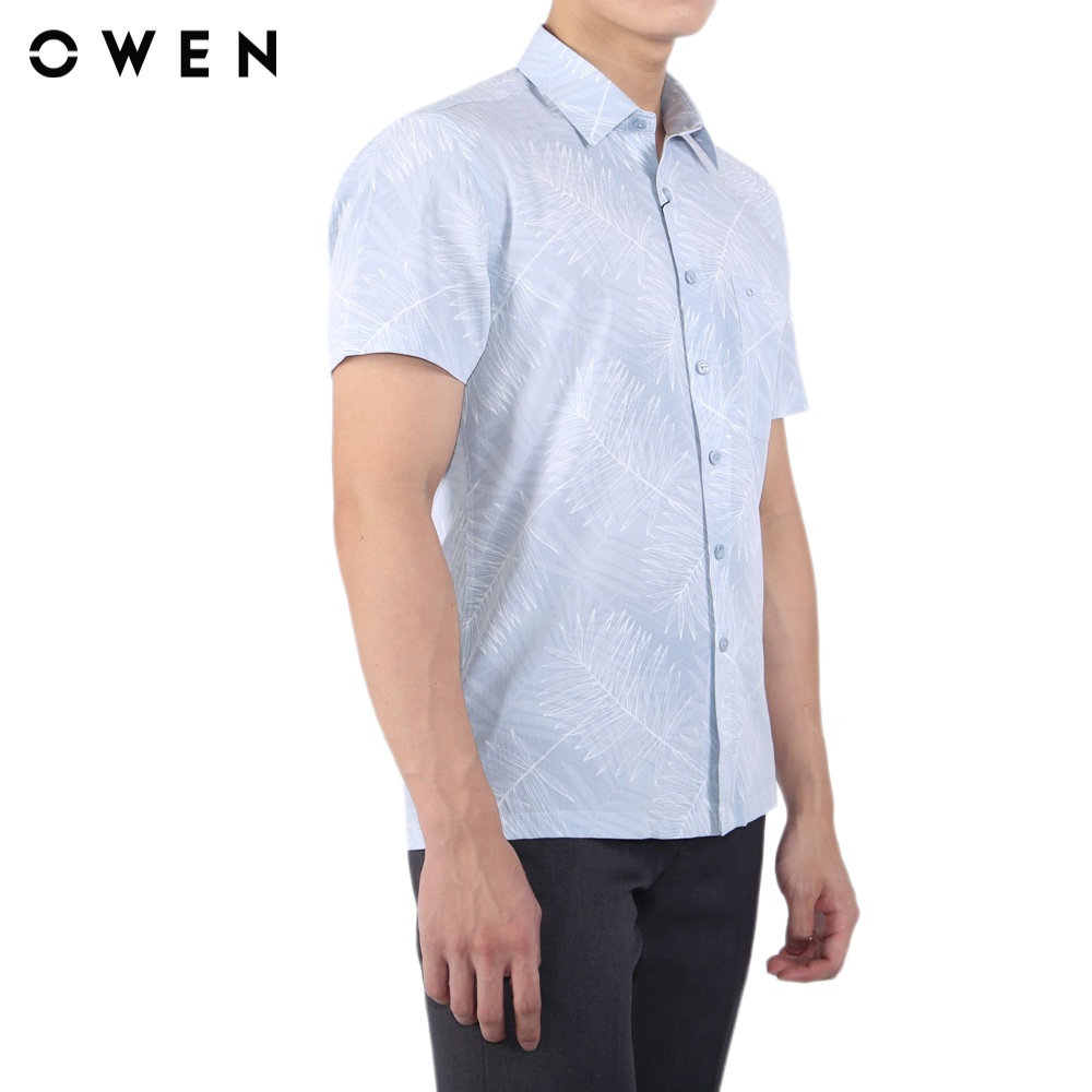 Áo sơ mi ngắn tay Nam Owen Bạc hà Body Fit Ghi - BA220060NT
