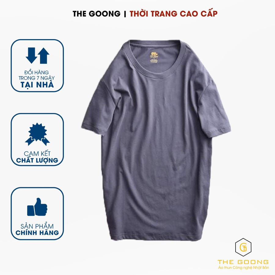 Áo Phông Trơn Nam TheGoong Cổ Tròn, Áo Thun Basic Cotton Cao Cấp Hàng Hiệu Thoáng Mát Kháng Khuẩn Tay Ngắn Màu Than Chì