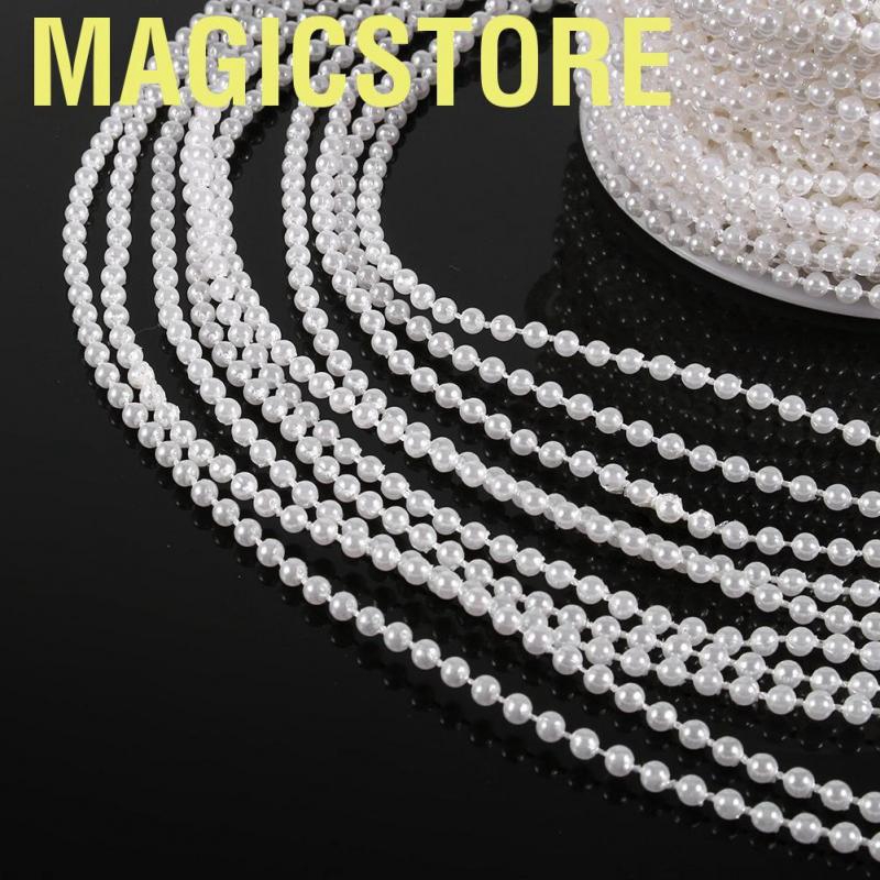 Magicstore 50M Roll 3mm Fishing Line Pearls String Beads Chain Garland Wedding Decoration Centerpieces(Beige+White)