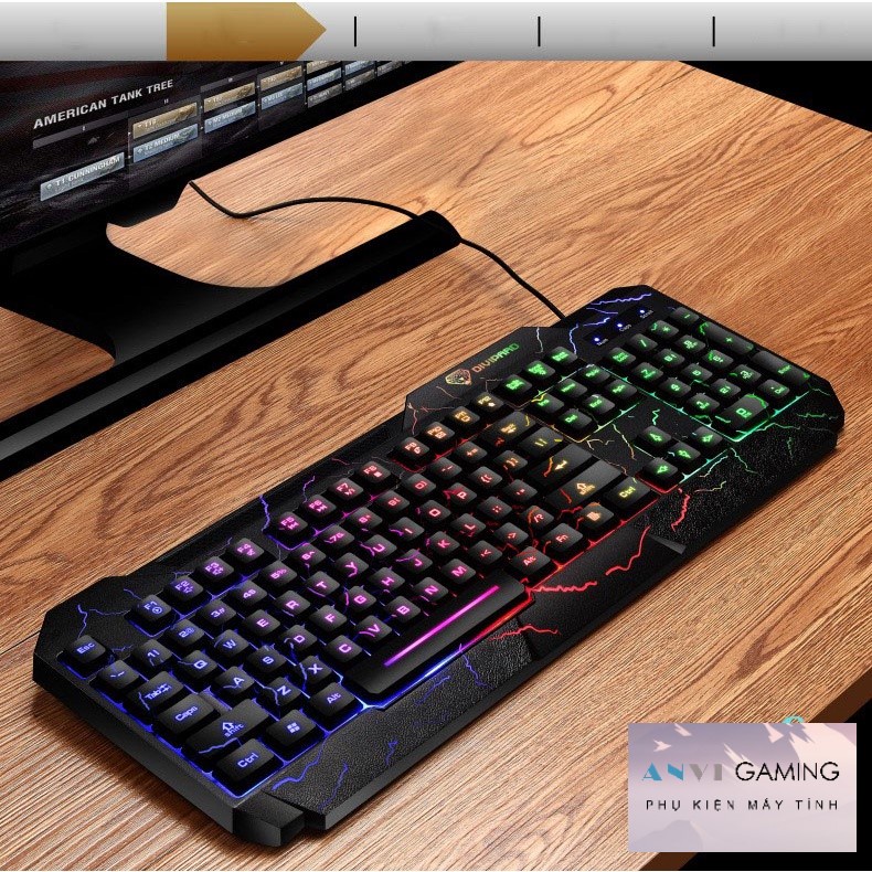 Bàn phím gaming có dây DIVIPARD GK60 có hình vết nức phát sáng LED 7 màu cho bạn cảm giác chơi game và làm việc hiệu quả