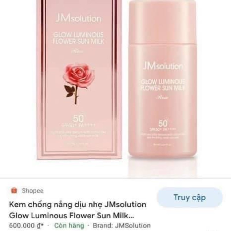 [HSD23] Kem chống nắng phổ rộng JM SOLUTION GLOW LUMINOUS FLOWER SUN MILK  SPF50+ PA++++  60ml