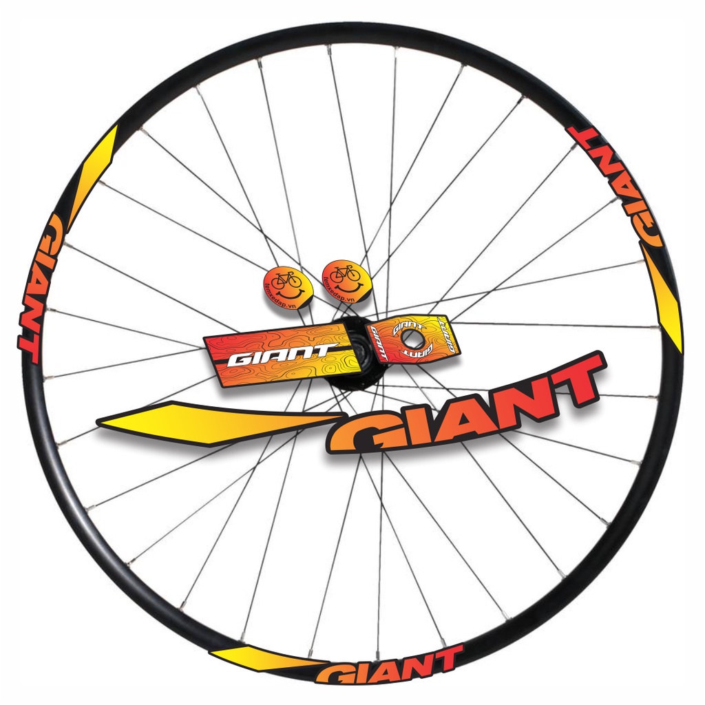 ✆❡▨Tem decal dán vành niềng phanh đĩa bánh xe đạp địa hình MTB Giant 26"/27.5"/29" (Disc brake) | Wheel decal | Temxedap