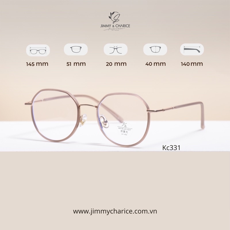 Kính cận tròn Jimmy & Charice nữ dáng Hàn Quốc cao cấp chống tia UV ( có cắn cận, loạn, viễn theo yêu cầu )