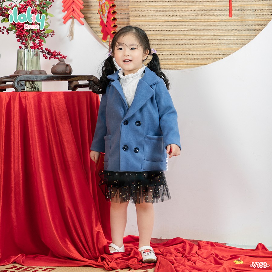 [Mã FABRR5501 giảm 100% đơn 0Đ] Áo khoác dạ bé gái cổ ve đại hàn ILABY [V158]
