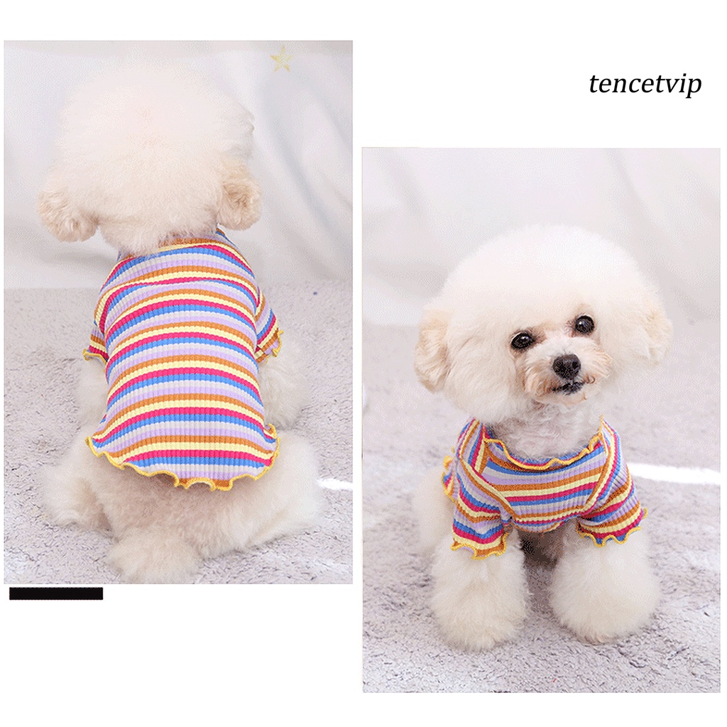 Áo thun cotton cổ tròn họa tiết kẻ sọc nhiều màu sắc thời trang mùa hè cho thú cưng