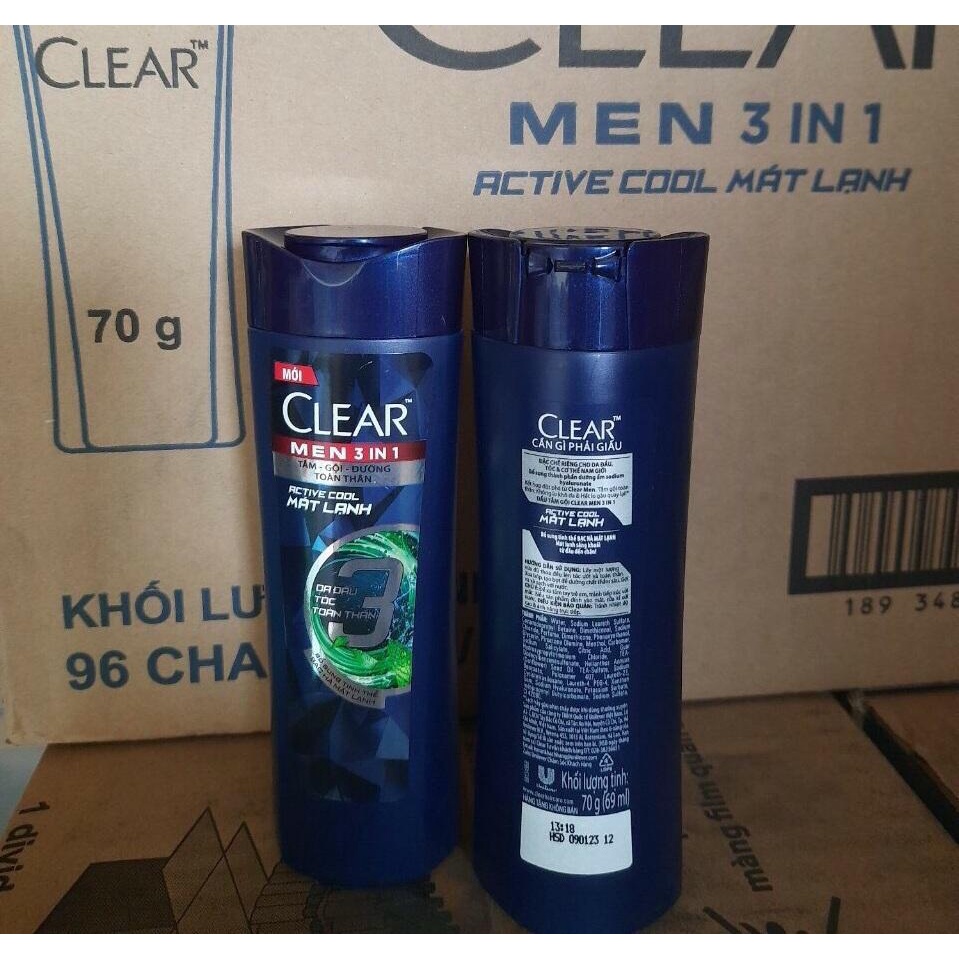 Dầu Gội Clear Men Sạch Sâu Da Đầu Ngăn ngừa gàu hiệu quả tăng bịch 5 dao cạo râu
