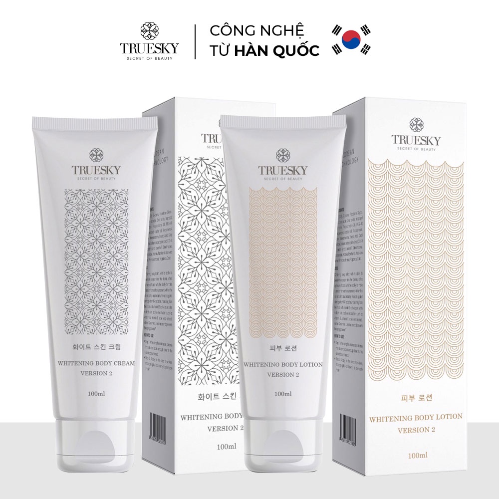 Bộ tắm trắng toàn thân Truesky Version 2 gồm 1 chai ủ trắng 100ml & 1 chai dưỡng trắng 100ml | BigBuy360 - bigbuy360.vn