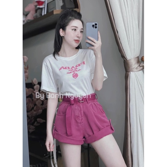 Quần sooc jeans vắn gấu kèm thắt lưng(hàng QCCC)