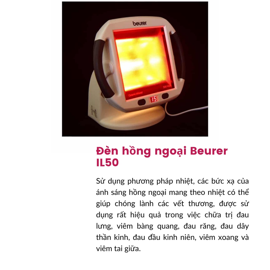 Đèn hồng ngoại trị liệu 100W BEURER IL50 loại 300W bảo hành 24 tháng chính hãng