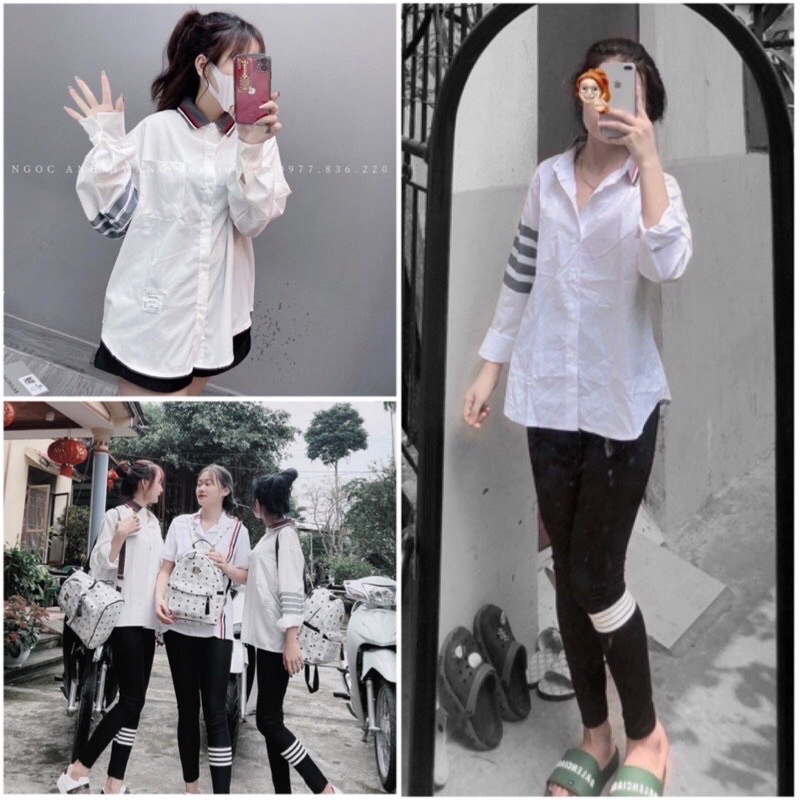 Áo Sơ Mi Sọc Tay THOM Cổ Đức Form Rộng Vải Thô Lụa Mềm Mịn Tay Dài Kiểu Dáng Basic Thời Trang Hàn Quốc