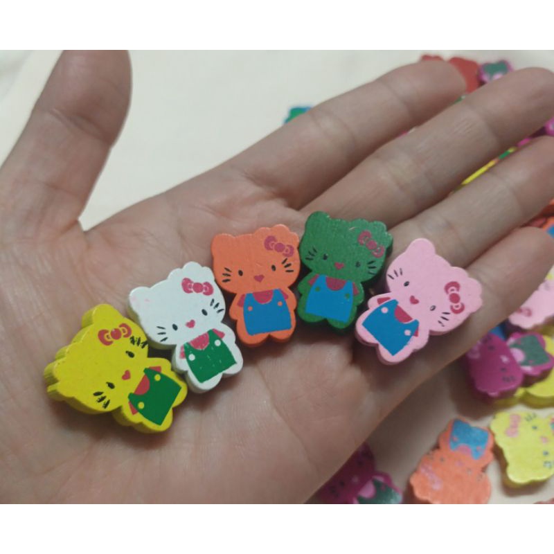 Set 5 mèo gỗ kitty dùng trang trí làm handmade