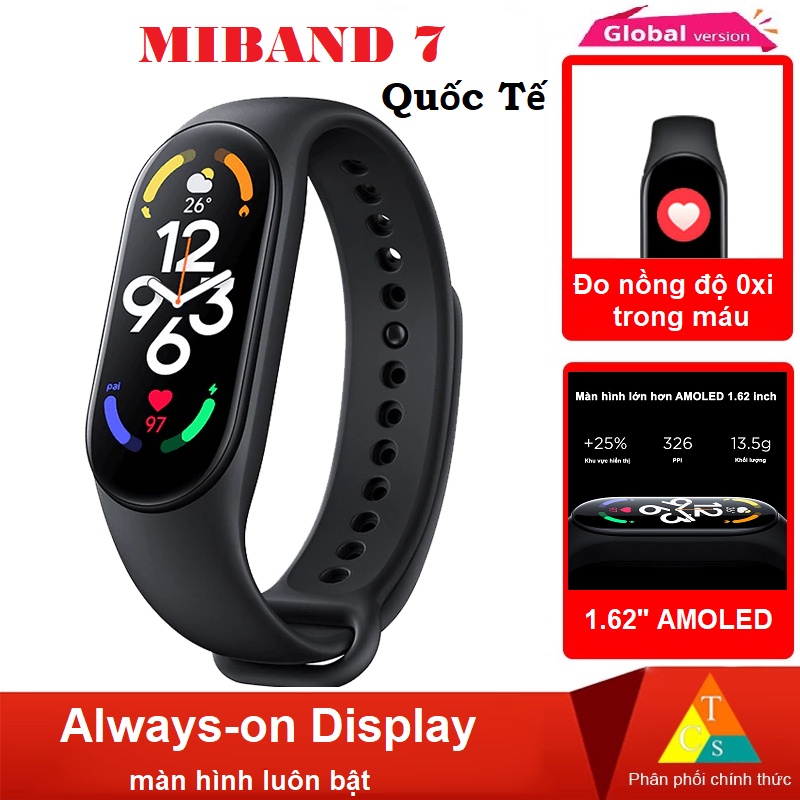 Vòng đeo tay thông minh Xiaomi Mi Band 7 Miband7 hỗ trợ Tiếng Việt