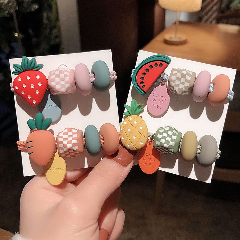 Cột tóc hàn quốc trái cây kèm 4 hạt màu Tiluca COT07