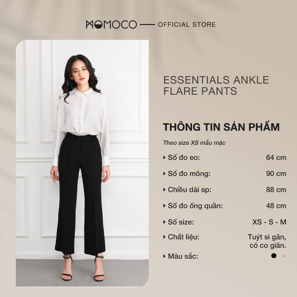 Quần Ống Loe Nữ MOMOCO ESSENTIALS Ankle Flare Pants Chất Tuýt Si Thoáng Mát Mềm Mịn - M2777