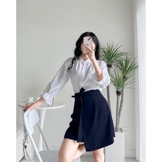 Chân váy chữ a vạt chéo thắt nơ eo trẻ trung, châm váy công sở nữ