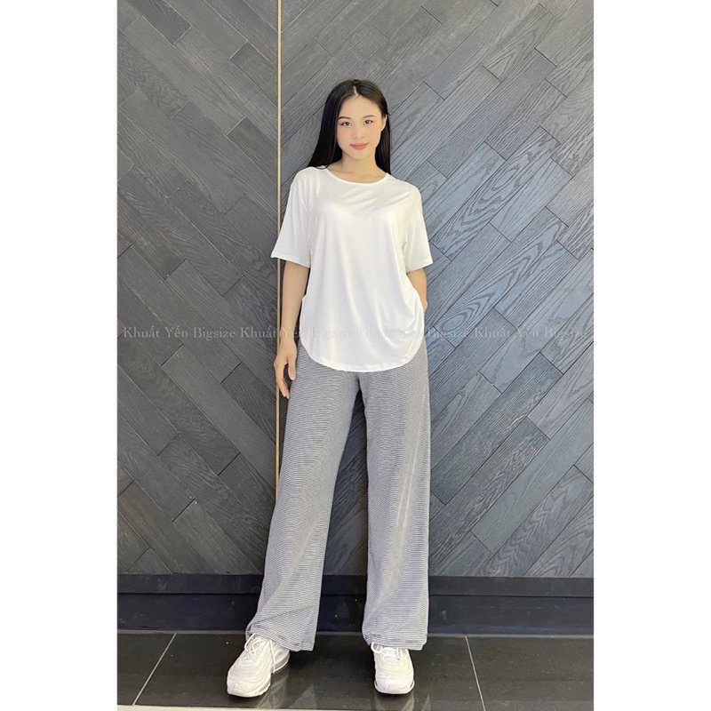 Set bộ nữ BIGSIZE áo cộc quần dài form rộng Khuất Yến dáng thể thao basic chất mát mùa hè cá tính quần ống rộng
